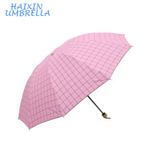 Bulk Buy From China Fashion Steel Shaft 3 Foldable Square Grid Cheap Custom Print Umbrella UV Protection with Plastic Handle
